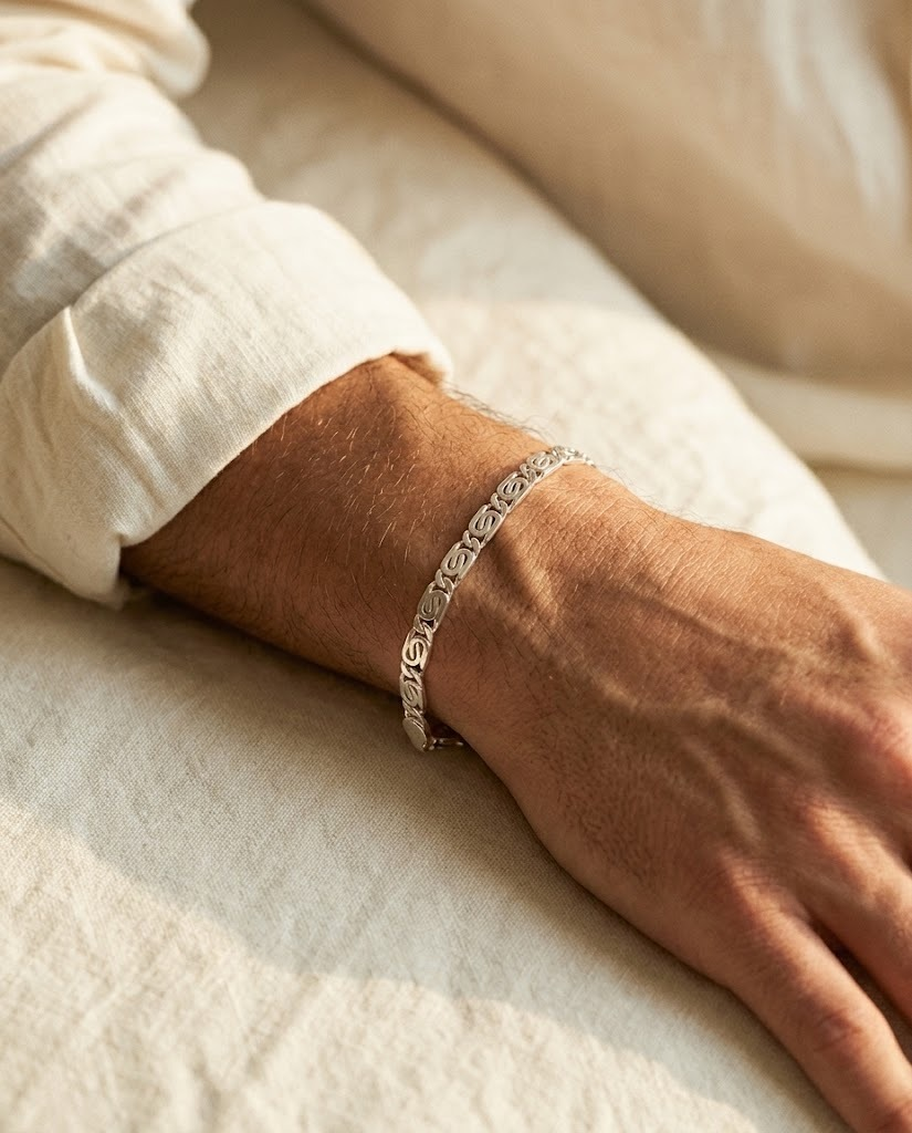 Pulsera Hombre Tejido Caracol en Plata 925