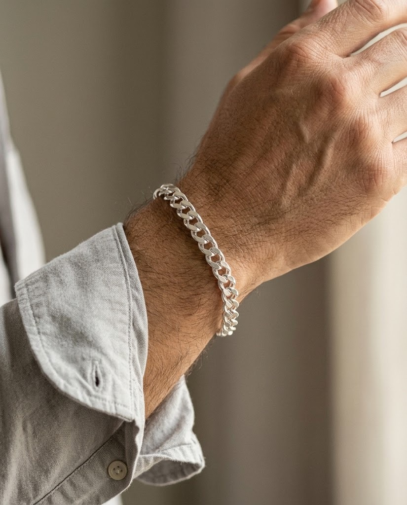 Pulsera Hombre Eslabón Redondo en Plata 925