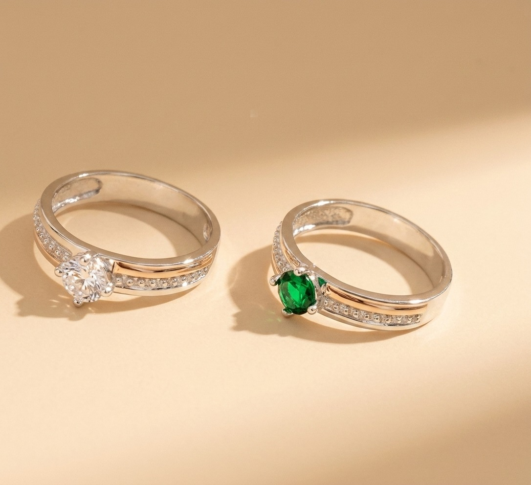 Anillo Dual Oro, Plata y Circones